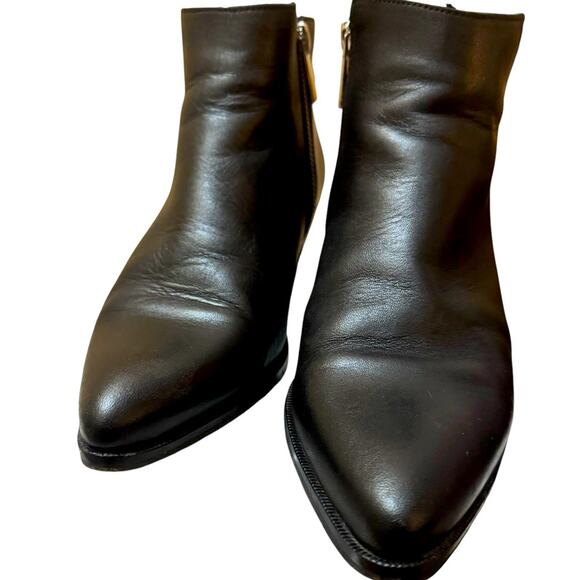 Thursday Boot Co women’s 7 black leather pointed toe booties block heel - Picture 1 of 12